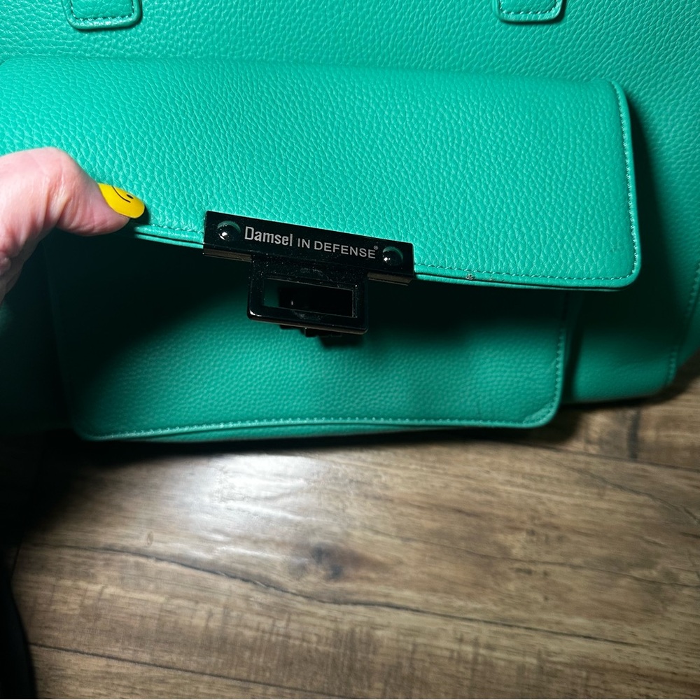 Damsel in Defense Kelly Green Leather Handbag - Picture 9 of 12